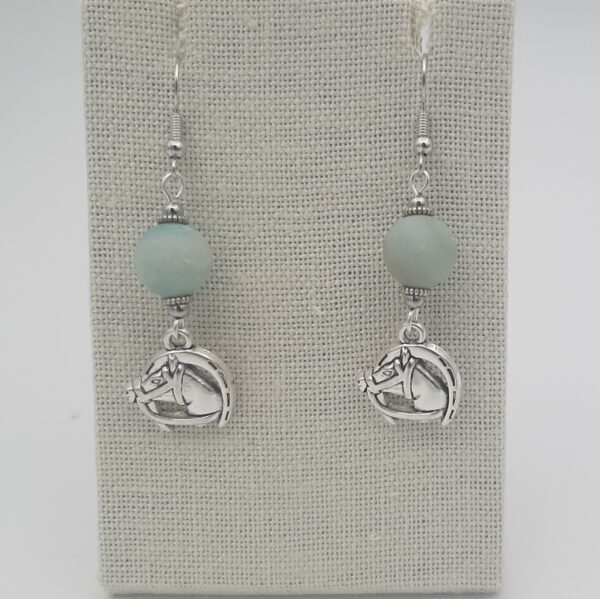 Amazonite Horse Charm Earrings